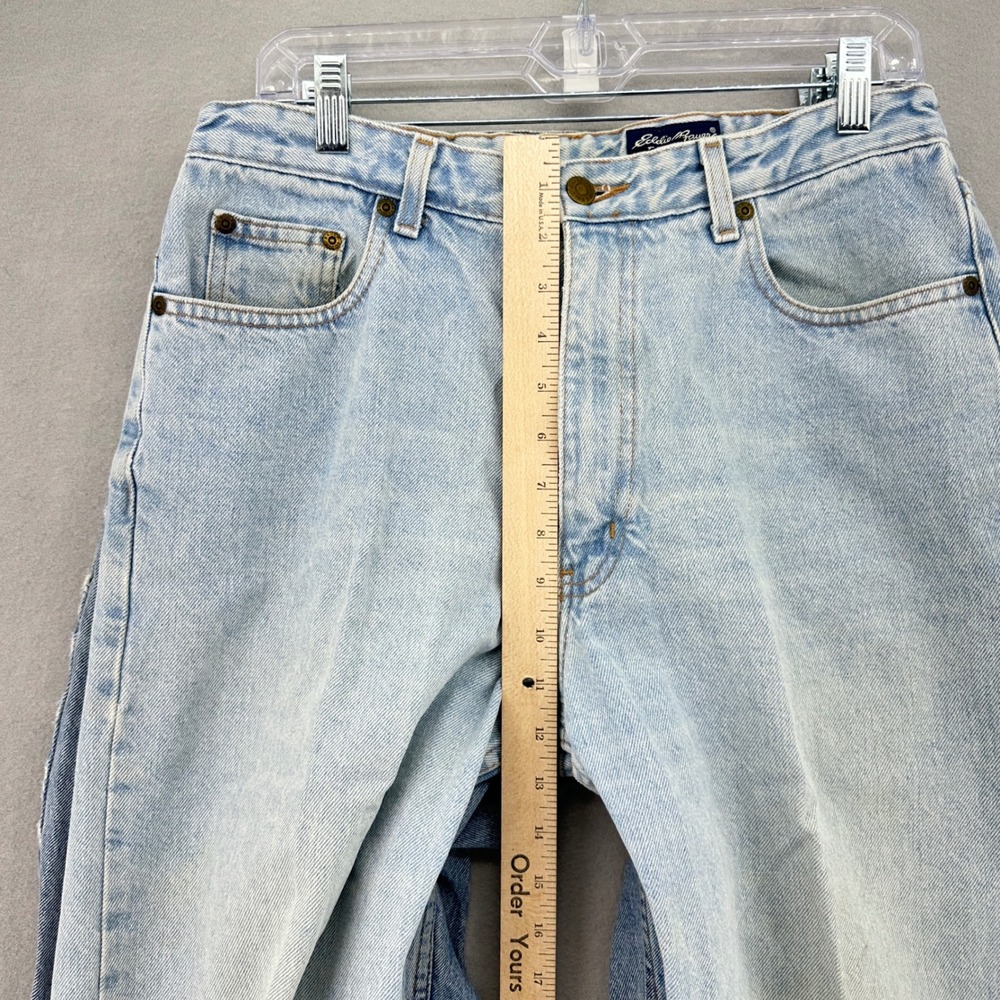 VTG Eddie Bauer (Set of 2) Mom Jeans Light Medium Wash SZ 12P 30x29 Distressed - Picture 8 of 10